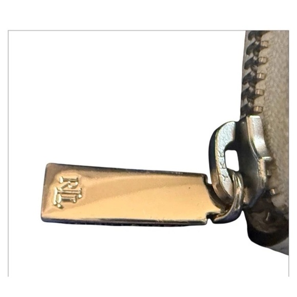 LRL Lauren Ralph Lauren embroidered leather zip wallet White Green Multicolor - Picture 12 of 16